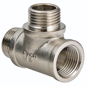 Тройник VALTEC 1/2 внутренняя-наружная резьба, никелированная латунь Тройник VALTEC 1/2 внутренняя-наружная резьба, никелированная латунь