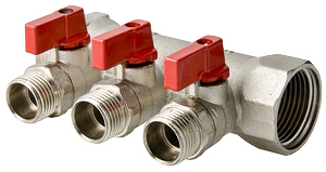 Коллектор VALTEC с отсекающими кранами, 3/4х3 вых. 1/2 нар. Коллектор VALTEC с отсекающими кранами, 3/4х3 вых. 1/2 нар.