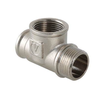 Тройник VALTEC 1/2 (VTr,134,N,0004) внутренняя-наружная резьба, никелированная латунь Тройник VALTEC 1/2 (VTr,134,N,0004) внутренняя-наружная резьба, никелированная латунь