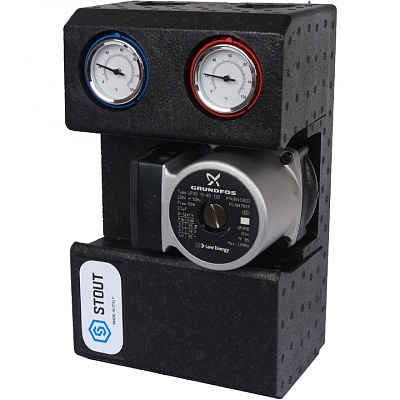 Насосная группа Stout DN20 (3/4 ), прямая, с насосом Grundfos UPSO 15-65 130