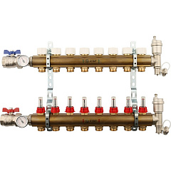 Коллектор Stout распределительный из латуни с расходомерами 1/3/4x8, SMB 0473 000008