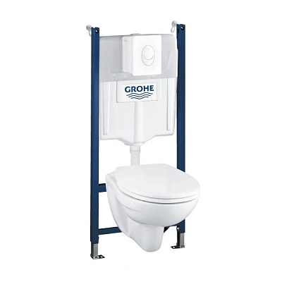 Комплект инсталляции Grohe Solido Compact 4 в 1 с подвесным унитазом Lecico Perth и панелью смыва Skate Air, белый (39116000) Комплект инсталляции Grohe Solido Compact 4 в 1 с подвесным унитазом Lecico Perth и панелью смыва Skate Air, белый (39116000)