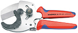 Труборез-ножницы KNIPEX для толстостенных пластиковых и композитных труб, 26-40 мм, длина 210 мм, с трещоткой