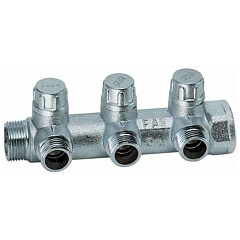Запорный коллектор FAR 3/4 (ВР-НР) с 3 отводами 1/2 НР(EU)