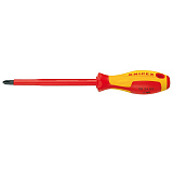 Отвертка KNIPEX крестовая PH0 VDE, длина лезвия 60 мм, 162 мм, диэлектрическая, 2-компонентная рукоятка
