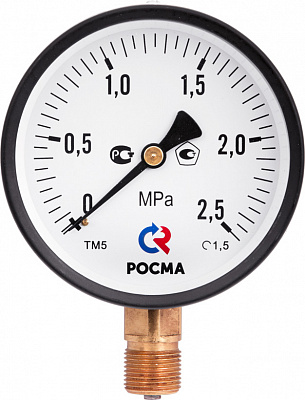 Манометр Росма TM-310P Dy 63 с нижним подключением 1/4 , 0-16 бар Манометр Росма TM-310P Dy 63 с нижним подключением 1/4 , 0-16 бар