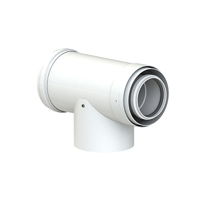Тройник коаксиальный Cox Geelen 87 с ревизией D=80/125 мм, CoxDENS PP/Alu + CONNEXT X7