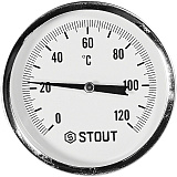 Термометр Stout биметаллический с погружной гильзой 100 мм, Dn 80 мм, 1/2 , 0...120С
