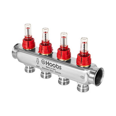Коллектор HOOBS , с расходомерами, 1 х 3/4 -9 вых . Коллектор HOOBS , с расходомерами, 1 х 3/4 -9 вых .