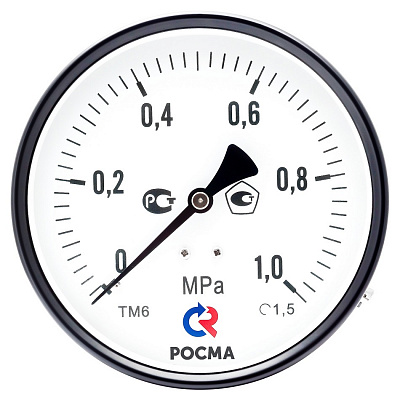 Манометр Росма TM-310T Dy 63 с задним подключением 1/4 , 0-10 бар Манометр Росма TM-310T Dy 63 с задним подключением 1/4 , 0-10 бар
