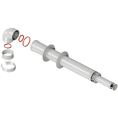 Комплект дымохода Rommer АНТИЛЕД 60/100 - 1000мм (Baxi (кроме ECO Nova/Classic), Viessmann, Kiturami, Mizudo, Beretta, Oasis, Wolf, Tiberis, DeDietrich) хомут в комплекте