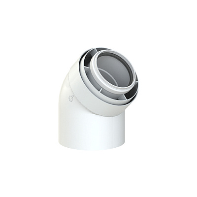 Отвод коаксиальный Cox Geelen 45 D=100/150 мм, CoxDENS PP/Alu + CONNEXT X7