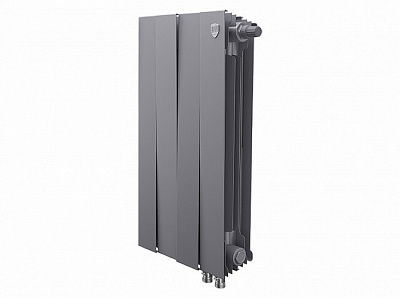 Биметаллический секционный радиатор отопления Royal Thermo Pianoforte Silver Satin 500 / 4 секции нижнее правое подключение Биметаллический секционный радиатор отопления Royal Thermo Pianoforte Silver Satin 500 / 4 секции нижнее правое подключение