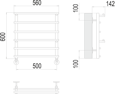 Полотенцесушитель водяной Terminus Вента П6 500х600