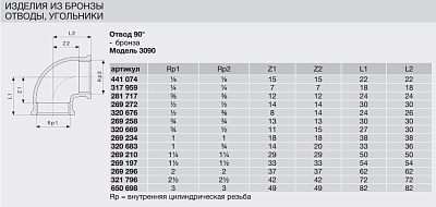 Отвод Viega 90 бронза Rp-резьба 3090 1/4 x 1/4 317959