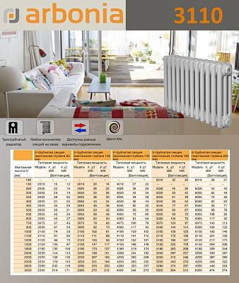 Стальной трубчатый радиатор отопления Arbonia 3110 / 1 секция