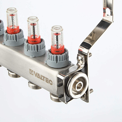 Коллекторная группа VALTEC из нержавеющей стали с регул. клап. и расх., 1х11 вых. Евроконус 3/4 (без сервис. гр.) (VTc.579.EMN.0611)