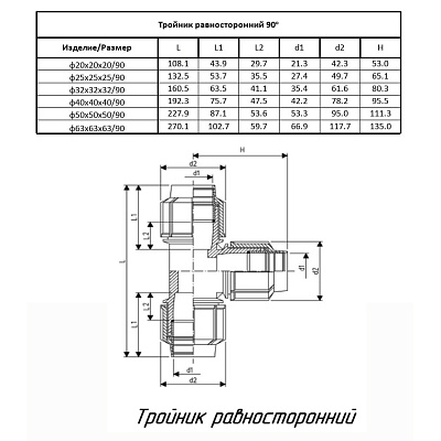 Тройник ПОЛИТЭК ТПК-АКВА 50
